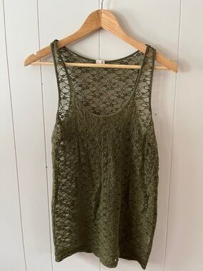J. Crew Factory Olive Lace Sleeveless Top